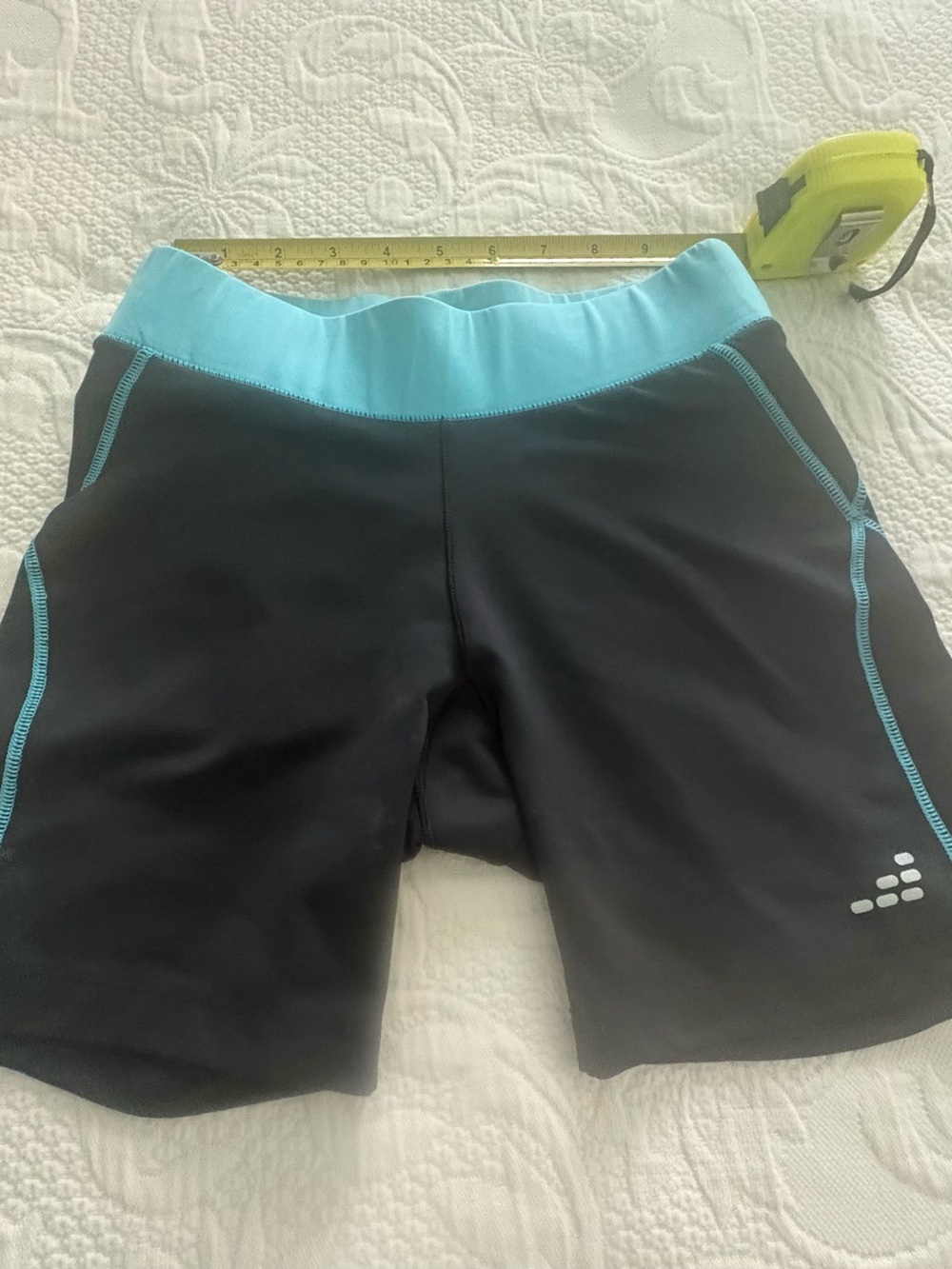 bcg Black Athletic Bike Shorts with Teal Waistband